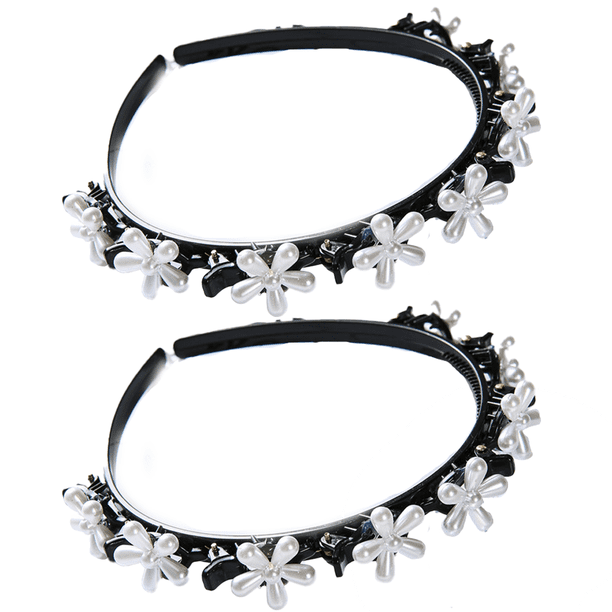 Diadema con horquillas y doble flequillo con diamantes de imitación, accesorios para el cabello, diademas trenzadas con clips, diademas retorcidas