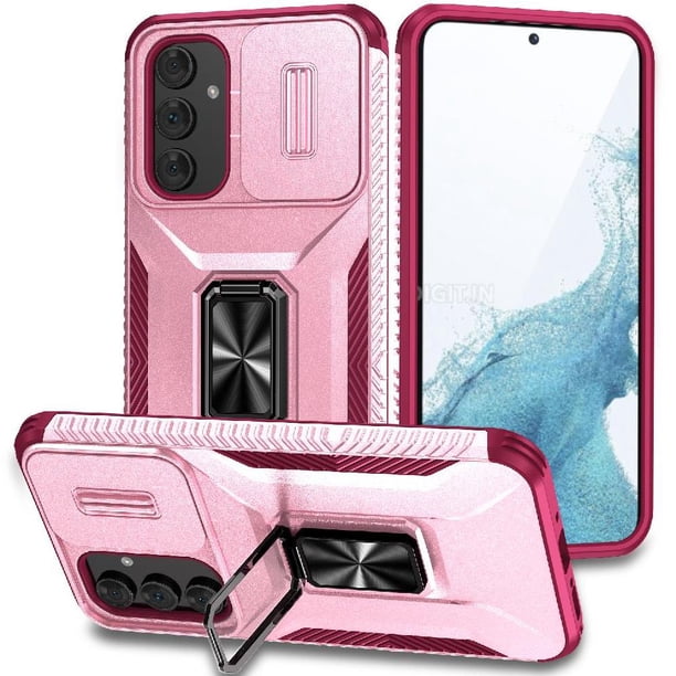 Funda Armada para Samsung Galaxy A54 5G con Tapa Deslizante y Soporte Magnético Giratorio Rosa