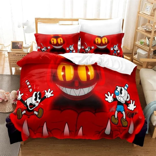 Cartoon Cuphead Show Bedding Set,Duvet Cover Comforter Bed Set Quilt Cover Pillowcase,King Queen Twin Size Boys Girls AdultsBed Sheets