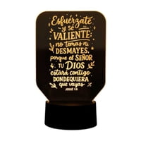 Lampara Ilusion 3D Frase: Esfuérzate Y Sé Valiente... De 7 Colores, Base Touch