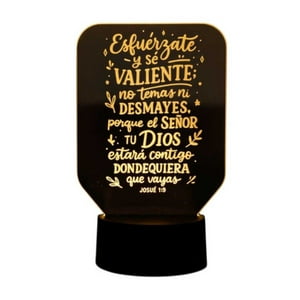 Lampara Ilusion 3D Frase: Esfuérzate Y Sé Valiente... De 7 Colores, Base Touch