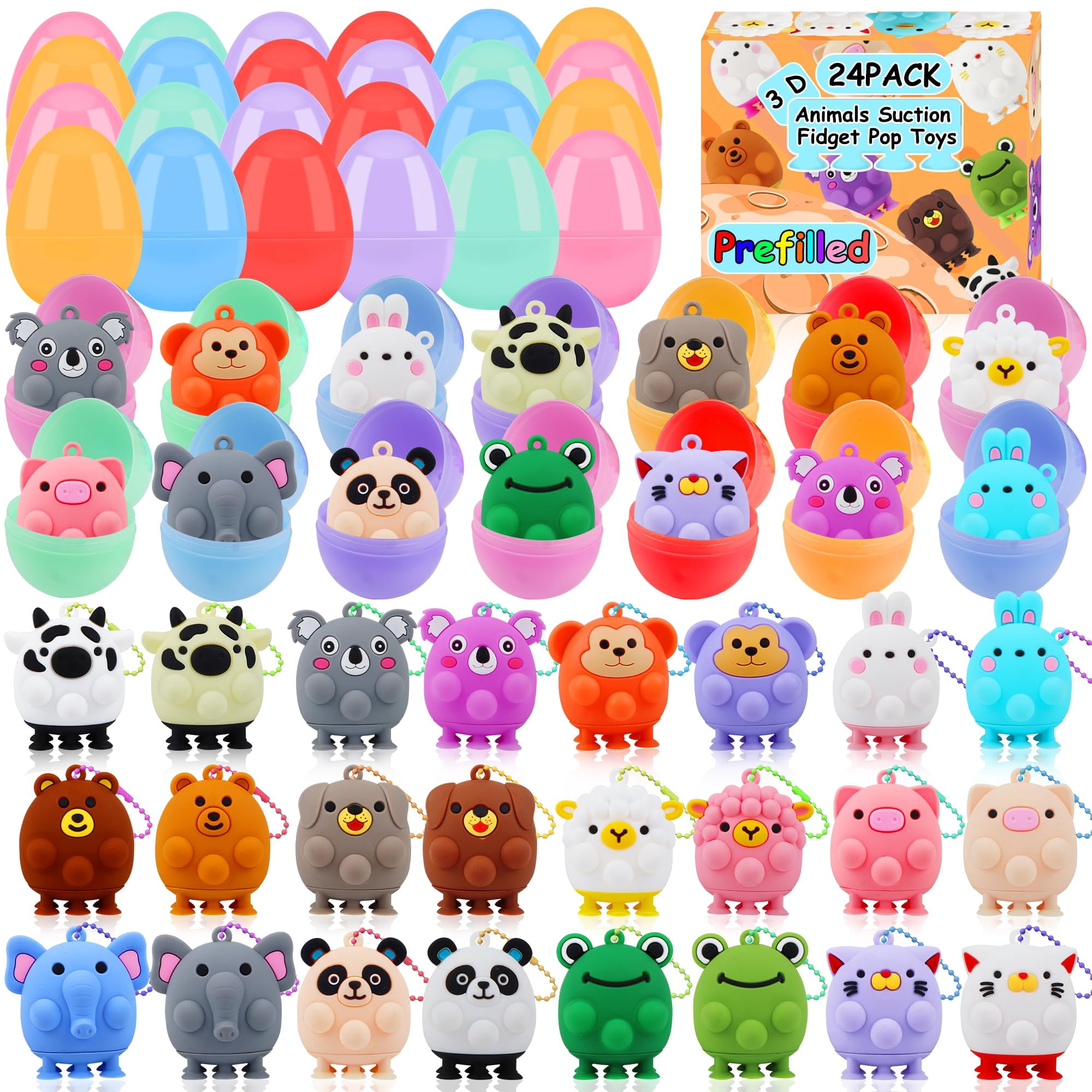 Childfun - Huevos De Pascua Prellenados Para Niños, Divertidos, Juguetes Pop, 24 Unidades