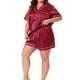 thumbnail image 4 of Agnes Orinda Conjunto de Pijamas de Talla Grande para el Día de la Madre para Mujeres, Loungewear de Satén Suave con Botones, Conjunto de Shorts de 2 Piezas 3X Burdeos, 4 of 6