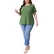 thumbnail image 2 of Agnes Orinda Camisetas de Mujer Tallas Grandes con Abertura Lateral Textura Cuello Redondo Manga Corta Blusa Casual Túnica 4X Verde Oscuro, 2 of 6