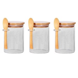 Disparo - Set 3 Frasco Contenedor Hermetico 700Ml 15Cm Redondo Cuchara