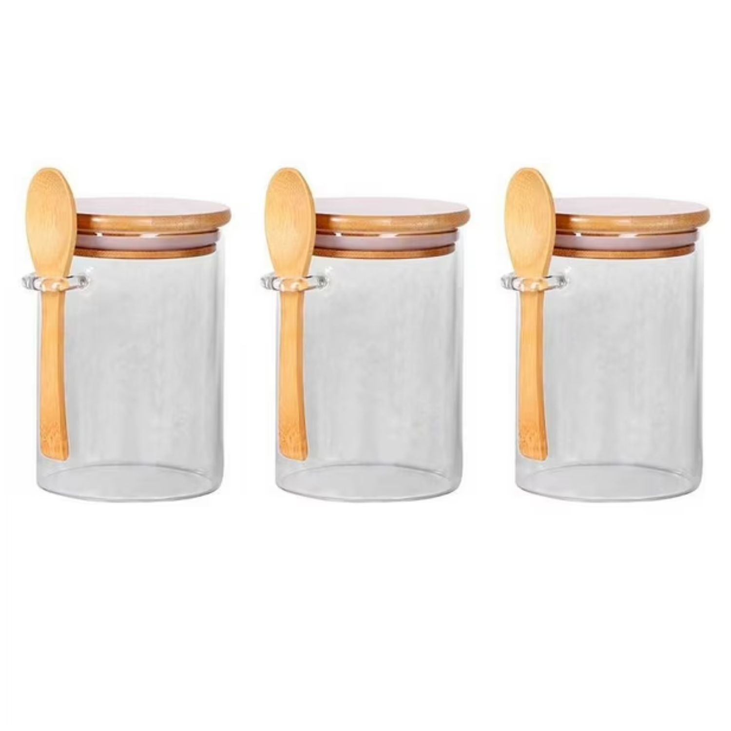 Disparo - Set 3 Frasco Contenedor Hermetico 700Ml 15Cm Redondo Cuchara