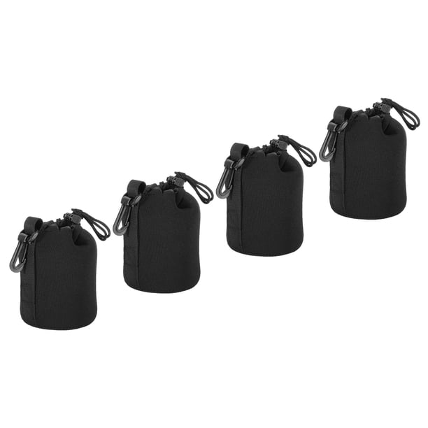 Bolsa para Lentes de Cámara Uxcell, Bolsa con Cordón de 3.5" ID x 5.5" H con Neopreno Protector Grueso Negro 4Pack