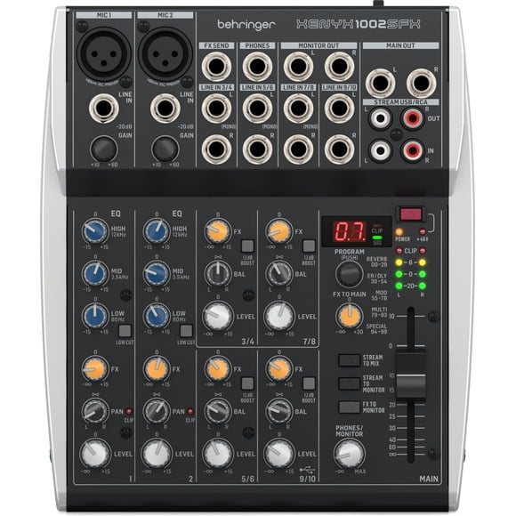 Mezclador de streaming analógico Behringer Xenyx 1002SFX de 10 canales