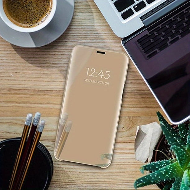 Luxury Smart Mirror For Flip Samsung Galaxy Galaxy S20 Ultra Case Transparent View Mirror Shockproof Cover With Bracket Anti Scratch Protection Anti Pollution