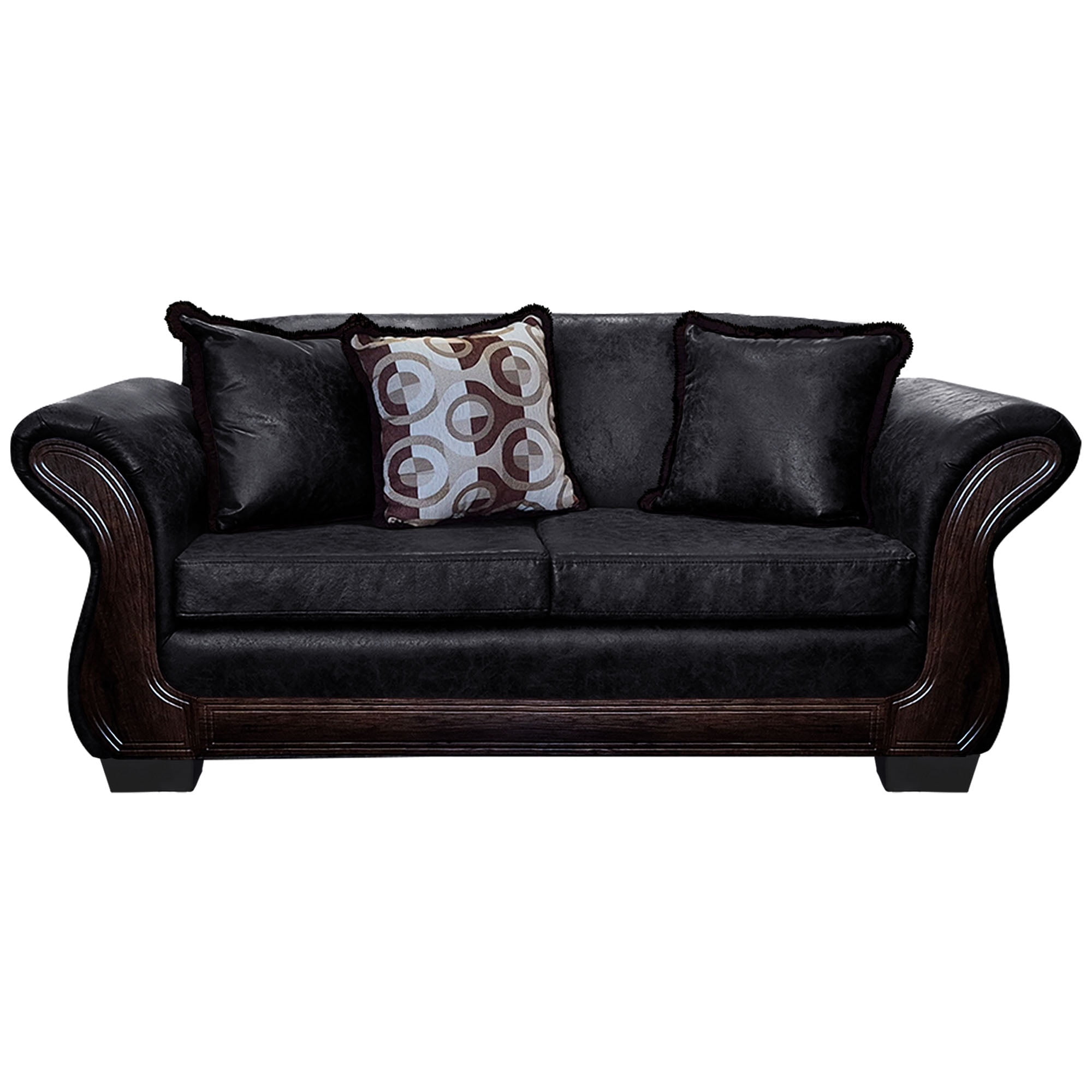 América Decora - Sofá Con Resorte Estructural 3 Personas Finis Envejecido Negro