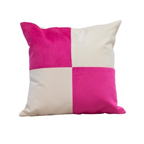 Máxima Design - Cojín Gabriela Blanco Rosado Felpa 45X45 Cm