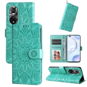 Funda Tipo Cartera Foxdock Para Huawei Nova 9 Pro , Diseño Girasol En Relieve, Cuero Pu, Cierre Magnético, Soporte Y Tarjetero
