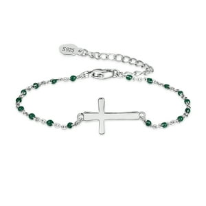 Heshpaws - Brazalete Cruz Religiosa De Plata De Ley