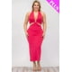 thumbnail image 1 of Saronite Vestido Midi con Escote Halter, Corte Entallado, Espalda con Lazo Doble y Abertura en el Muslo, Color Fucsia (Talla Grande para Mujer), 1 of 4