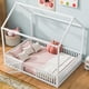 thumbnail image 2 of Full Size Metal House Bed with Fence and Door, White, 2 of 3