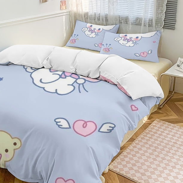 Cinnamoroll 3-Piece Twin Bed Set - Includes 1 Single Comforter And 2 Pillowcases Bedding - Fade Resistant Microfiber - Cinnamoroll