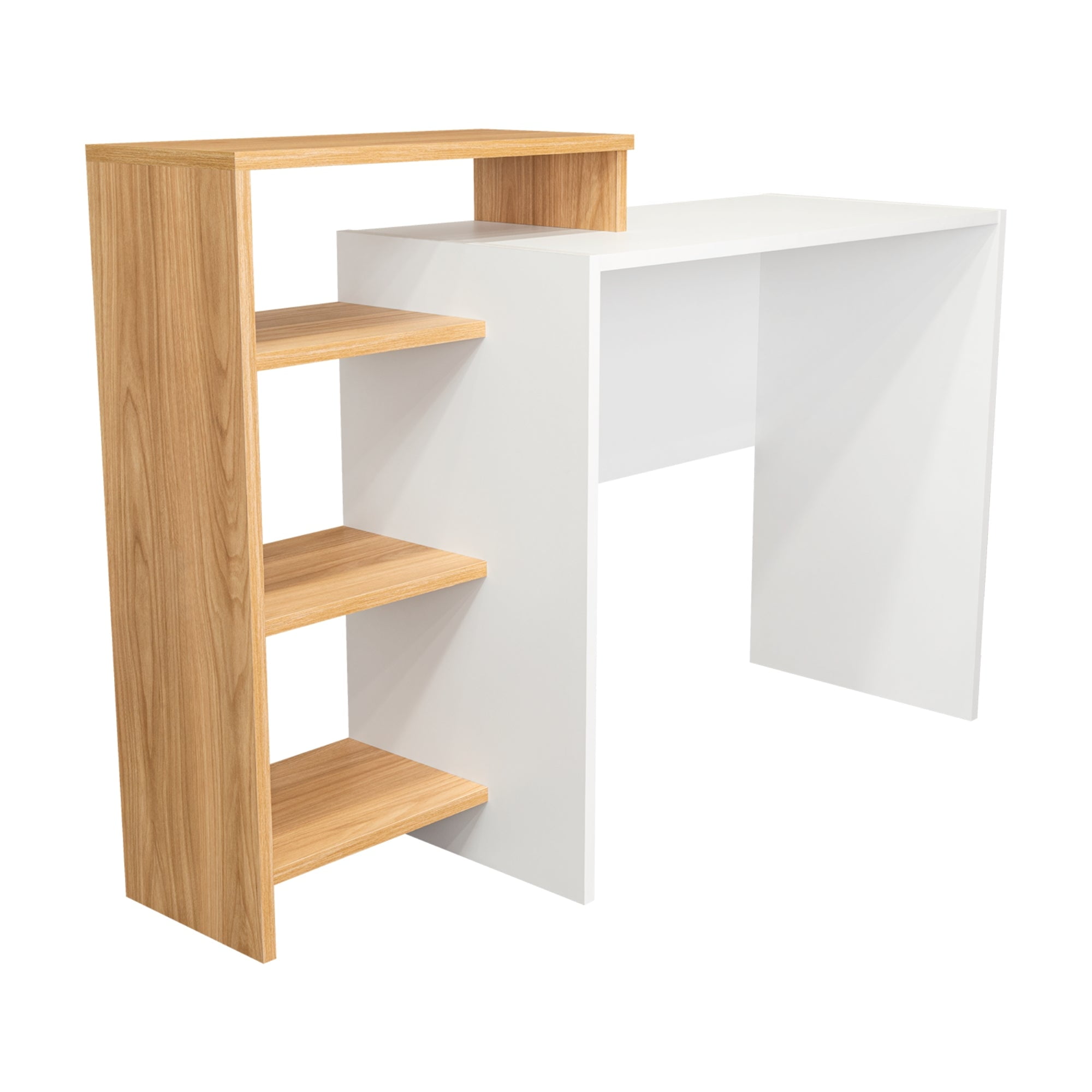 Fm Furniture - Escritorio Con Biblioteca Incorporada 89,4x125,7x42,3 Cm Café Claro