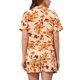 thumbnail image 3 of Conjuntos hawaianos para mujeres de regreso a clases 2026: 2 piezas, camisa con botones y pantalones cortos florales, atuendos casuales para vacaciones tropicales en la playa, talla S, beige y naranja, 3 of 5