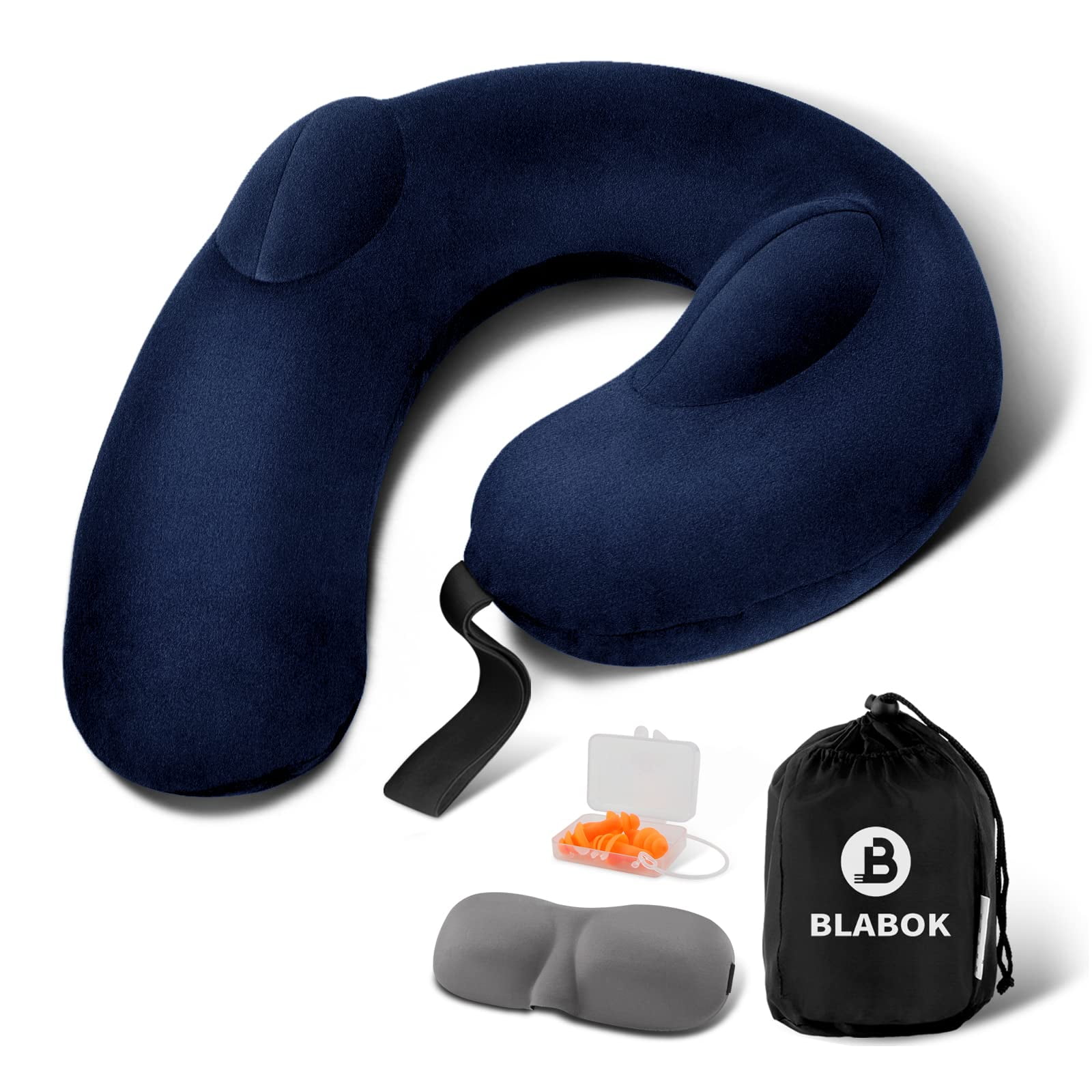 Almohada Inflable De Viaje Blabok Con Soporte De 360°, Color Azul