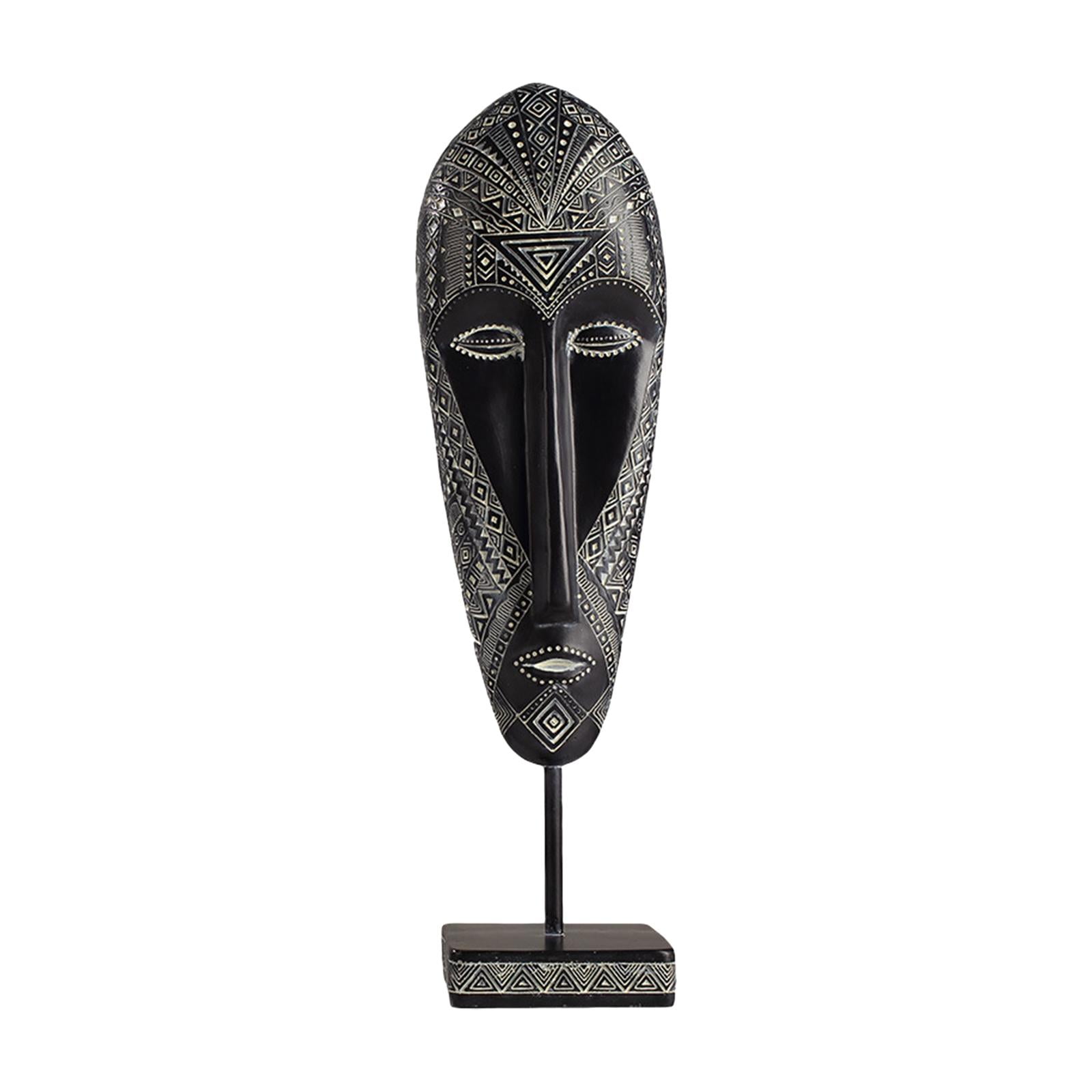 Magideal - Estatua De Máscara Africana, Decoración De Escritorio, Estatua Decorativa De Arte Abstracto De Resina Vintage, Adorno De Mesa Para Oficina Y Sala De , 12x7.5x41.5cm 12x75x415cm