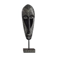 Magideal - Estatua De Máscara Africana, Decoración De Escritorio, Estatua Decorativa De Arte Abstracto De Resina Vintage, Adorno De Mesa Para Oficina Y Sala De , 12X7.5X41.5Cm 12X75X415Cm