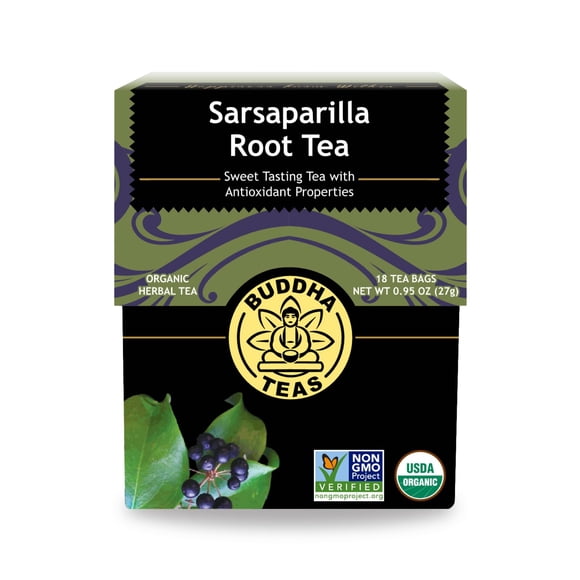 Cáscara orgánica para digestión de raíz de zarzaparrilla de Tea Buddha Teas, 18 bolsas