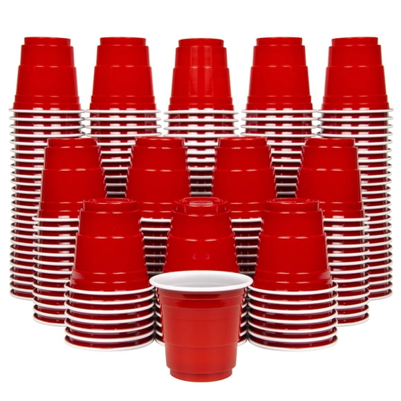 Vasos de chupito GoPong, 2 onzas, 200 unidades, plástico, color rojo