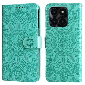 Funda Tipo Cartera Foxdock Para Honor X6A , Diseño Girasol En Relieve, Cuero Pu, Cierre Magnético, Soporte Y Tarjetero