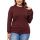 thumbnail image 1 of Agnes Orinda Conjuntos de Halloween para Mujeres Tallas Grandes Suéter de Manga Larga Cuello Redondo Camisetas de Punto Casual Básico Tops 4X Burdeos, 1 of 6