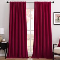 Cortinas Opacas Joydeco De Terciopelo Rojo 100% 213 X 213 Cm, 2 Paneles
