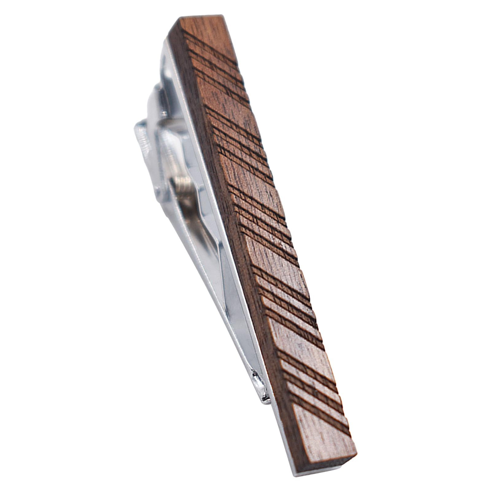 Ioensy - Clip De Barra De Corbata Para Hombre, Clips De Corbata De Nogal De Metal Para Camisas De La Vida Diaria, Líneas De Decoración