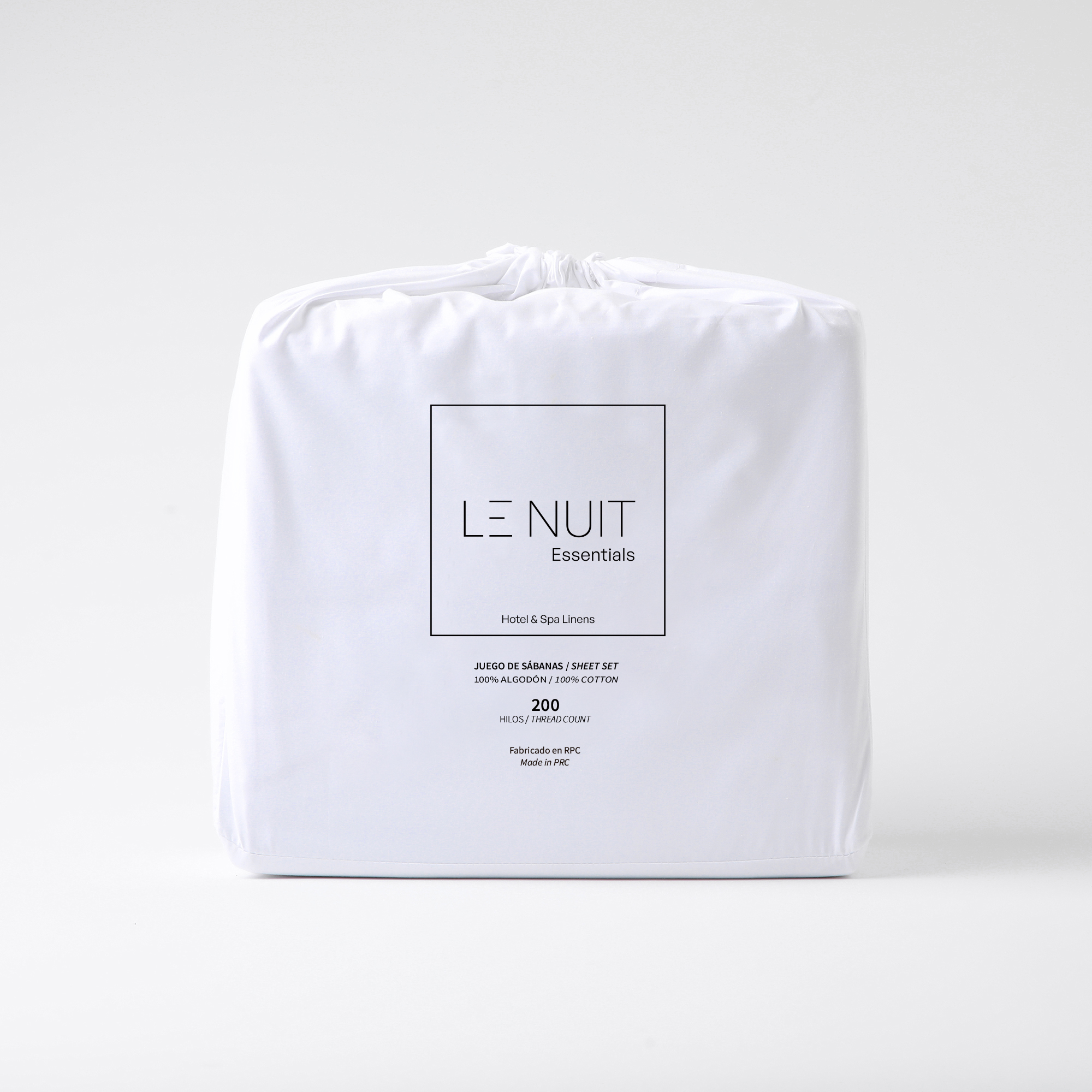 Le Nuit - Sábanas 1 Plaza 100% Algodón Percale 200 Hilos Essentials Liso Blanco