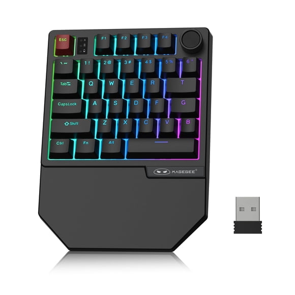 Teclado gamer inalámbrico MageGee de una mano con RGB y switches rojos