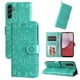 thumbnail image 1 of Funda tipo cartera FOXDOCK para Samsung Galaxy A14 5G , diseño girasol en relieve, cuero PU, cierre magnético, soporte y tarjetero, 1 of 5