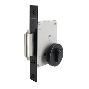 Stark Design - Cerradura De Embutir De Seguridad Puerta Corredera, Cilindro Ambos Lados. Cerrojo Doble Enganche. (Negro Mate). Sku: Sde290-Bl.Cl70