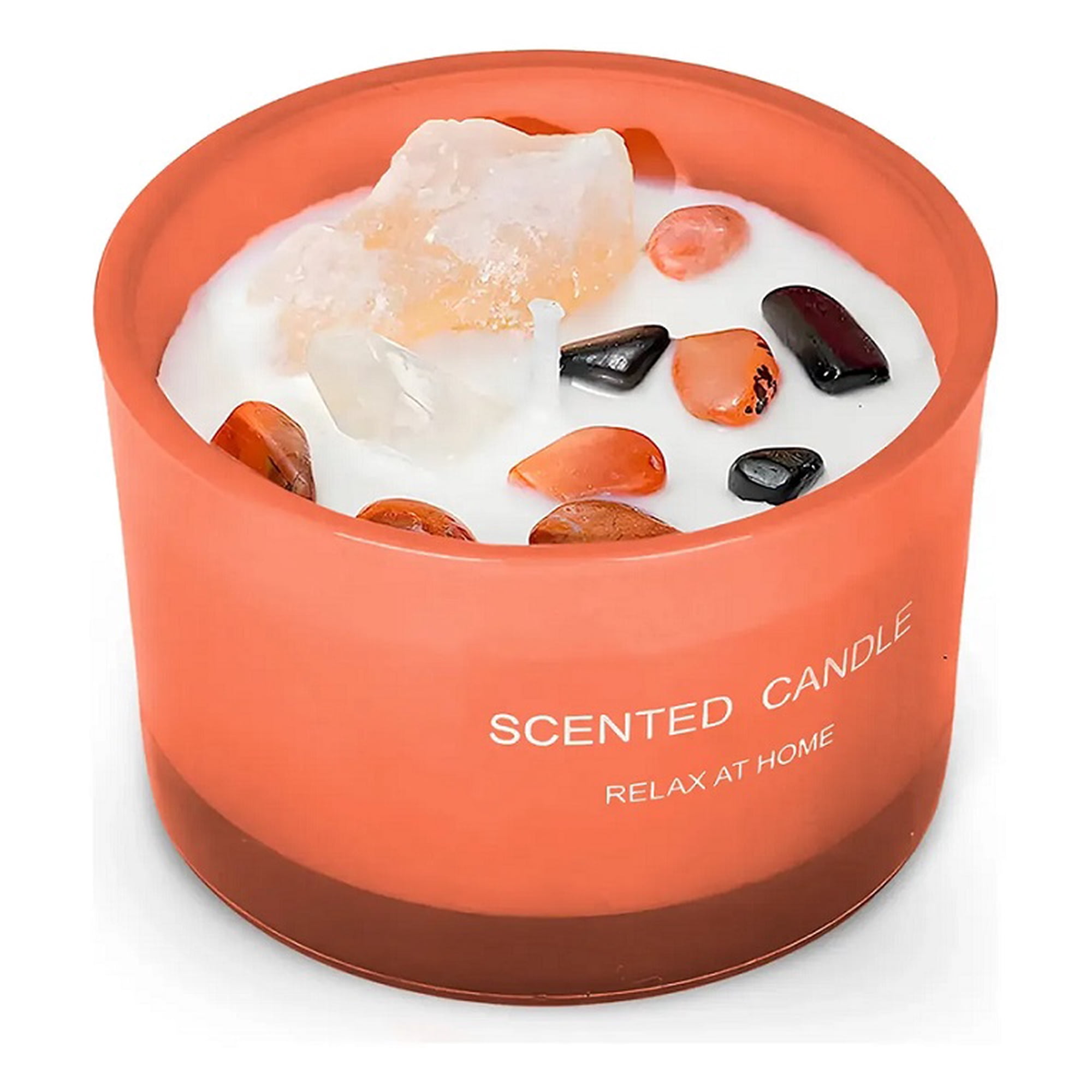 Genérico - Velas Aromáticas Decorativas Con Piedras Y Cuarzos, Color Coral