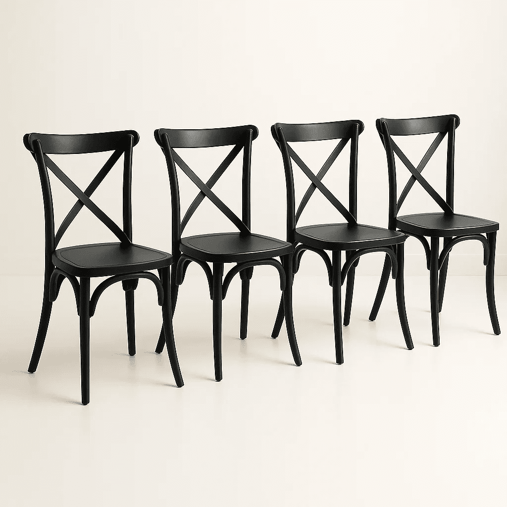 Klik Muebles - Pack 4 Sillas De Terraza O Comedor Crossback Danubio - Negra
