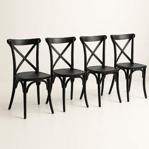 Klik Muebles - Pack 4 Sillas De Terraza O Comedor Crossback Danubio - Negra