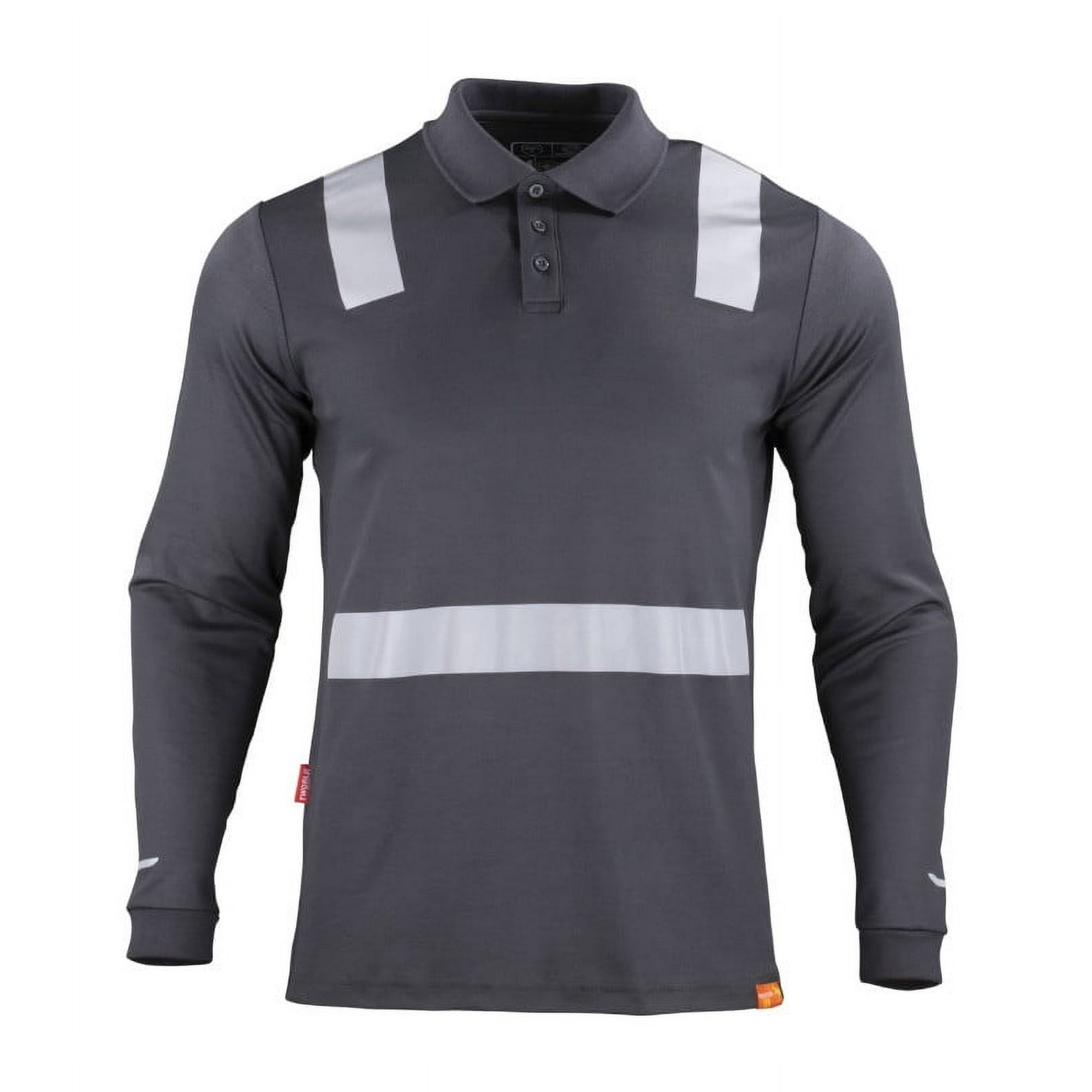 T-world - Polera Polo Hibrida Cinta Reflectante Manga Larga Gris Oscuro