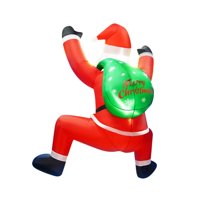 Magideal - Inflable Navideño De Papá Noel Para Exteriores, Para Colgar En El Patio, Decoración Navideña De Poliéster Iluminada, Ideal Para Jardín, Porche, Césped