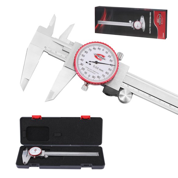 Calibrador de esfera con calibre estándar de 0-150 mm, rango de ± 0,02 mm de precisión