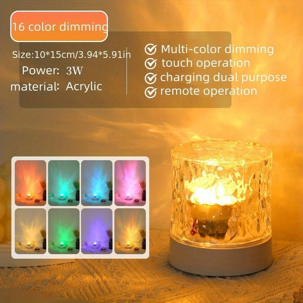 1pc Dynamic Water Ripple Night Light, Projector Lamp, Ambient Lighting For Bedroom Gaming Room Decor, Cool Wall LED Lights Decorations For Home