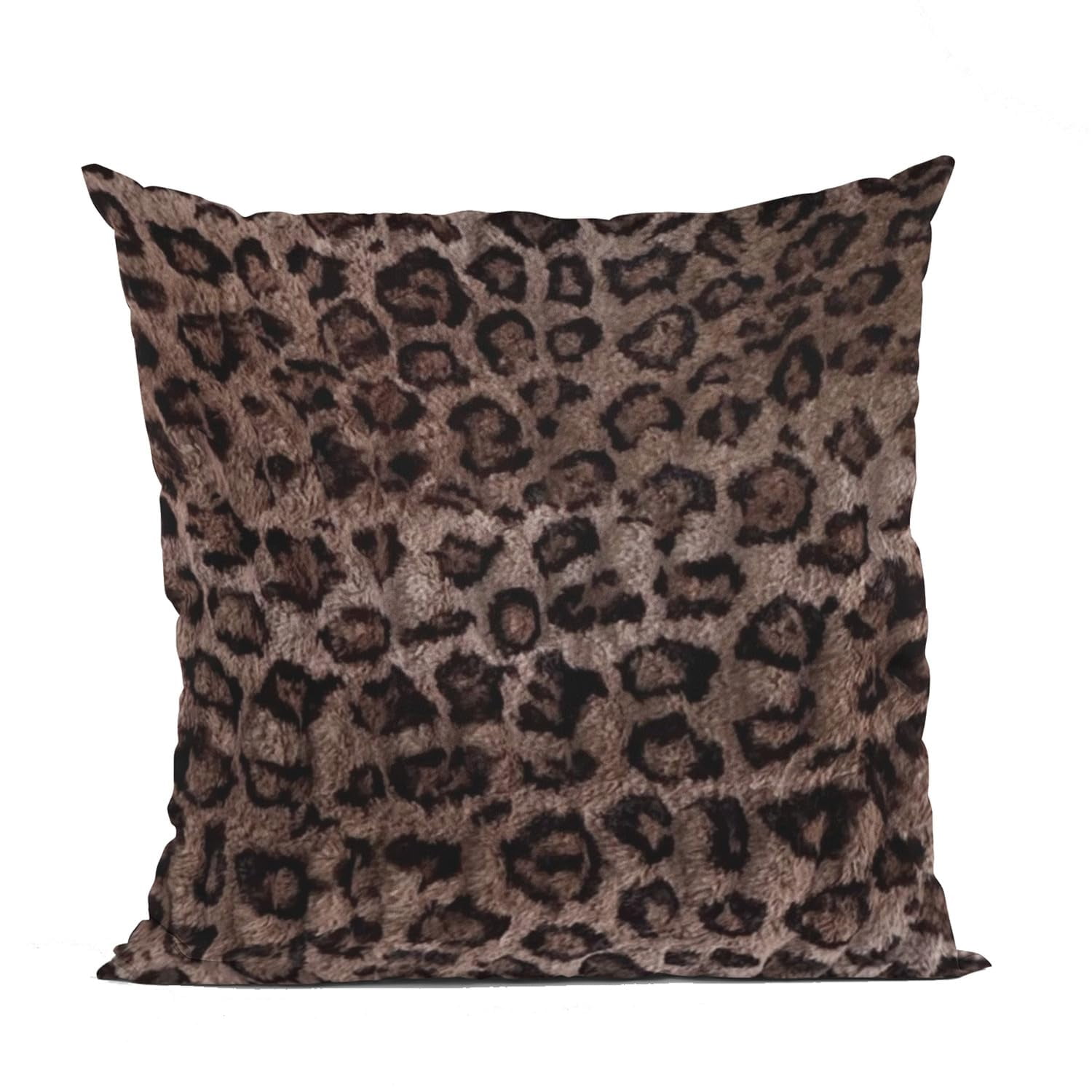 Plutus Brands - Cojín Plutus, Piel Sintética De Leopardo Marrón, 40 X 40 Cm