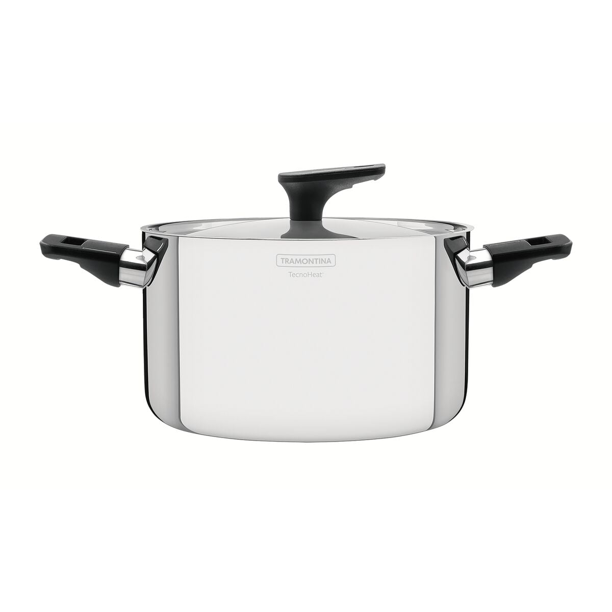 Cacerola Grano Baquelite Honda De Acero Inoxidable Con Cuerpo Triple, Tapa Y Asas De Baquelita De 20 Cm Y 3,8 L Tramontina