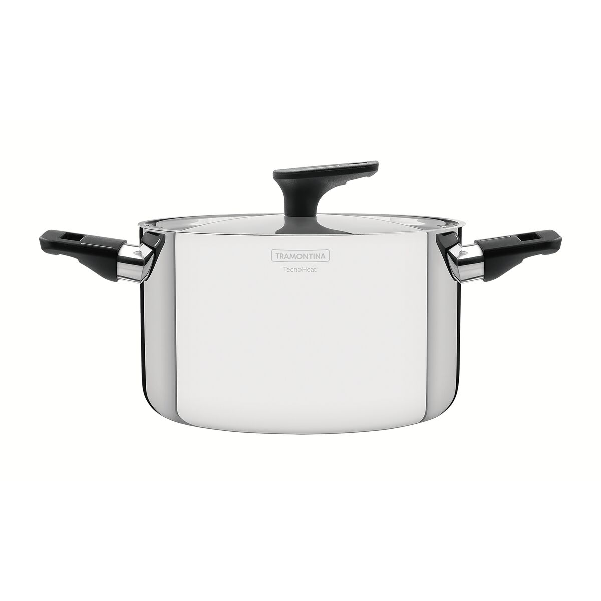 Cacerola Grano Baquelite Honda De Acero Inoxidable Con Cuerpo Triple, Tapa Y Asas De Baquelita De 20 Cm Y 3,8 L Tramontina