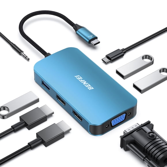 Hub USB‑C BENFEI 8‑en‑1 con Triple Pantalla
