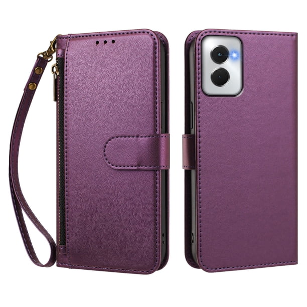 Funda Tipo Billetera para Motorola Moto G Power 5G 2024 con Soporte y Bolsillo con Cierre Violeta intenso