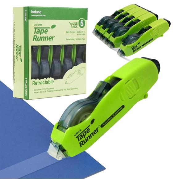 Adhesivo Tape Runner Balune de doble cara con dispensador, 5 cartuchos