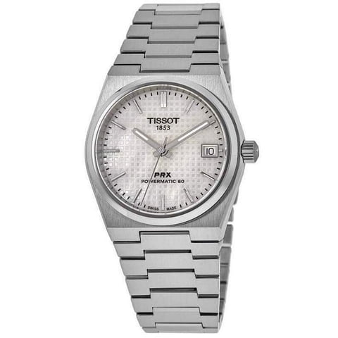 Tissot - Reloj Unisex Prx T-Classic Powermatic 80 Automático Esfera Blanca Nácar 100 M De 35 X 10.90 Mm