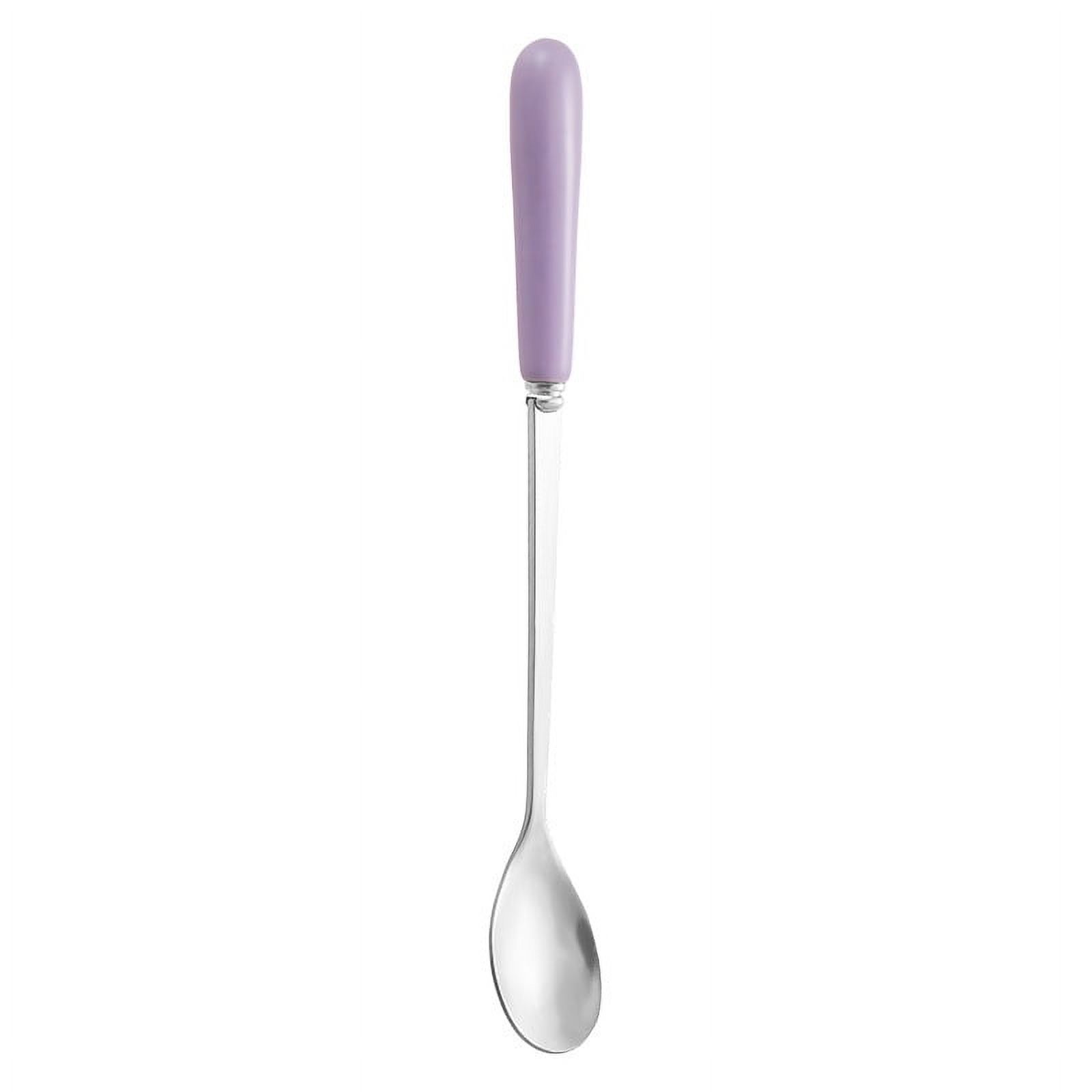 Xmhytop 2 Piezas Cucharas Para Postres De Acero Inoxidable Plata Púrpura, 17.5X2.4 Cm - Ideal Para Helados, Flanes Y Decoración De Postres